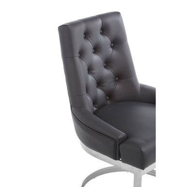 Azalea Tufted Black Leather Dining Chair