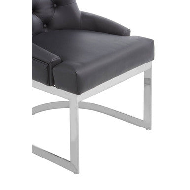 Azalea Tufted Black Leather Dining Chair