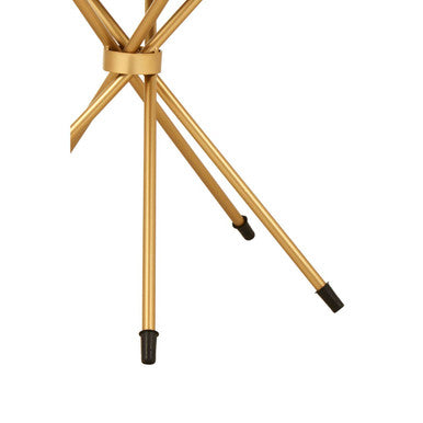 Black Marble Top Round Side Table With Warm Gold Intersecting Stainless Steel Legs, Templar
