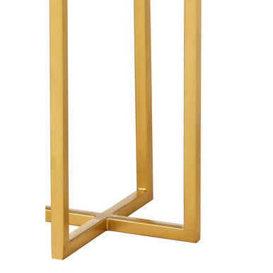 Green Small Round Marble Top Side Table With Gold Metal Base, Templar