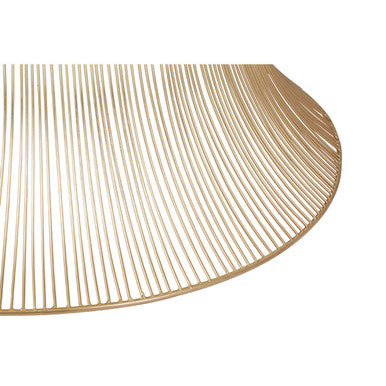 Natural Wood Top Coffee Table With Warm Gold Iron Wireframe Base, Templar