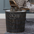 Silver Iron Wire Drum Shaped Side Table With Gold Coloured Lines, Templar