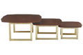 Set Of 3 Brown Walnut Wood Nesting Side Tables With Gold Metal Legs, Villi