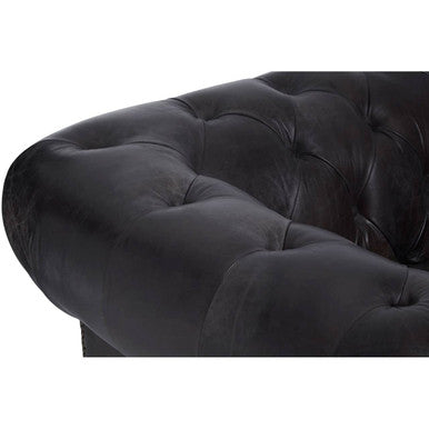 Victor Dark Grey Brown Leather Chesterfield Chair