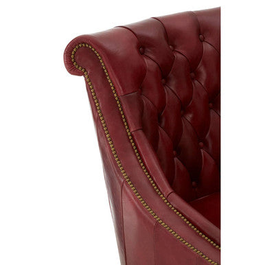 Victor Deep Red Leather Lounge Chair With Tufted Back