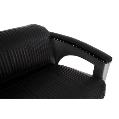 3 Seat Black Leather Sofa, Victor