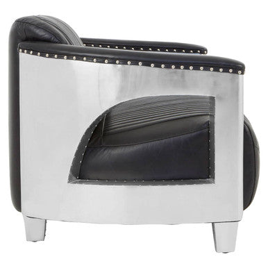 2 Seat Black Leather Sofa, Victor