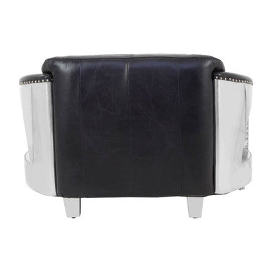 2 Seat Black Leather Sofa, Victor