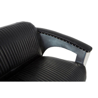 2 Seat Black Leather Sofa, Victor