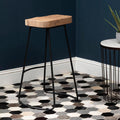 Lyon Oak Wood & Black Metal Bar Stool