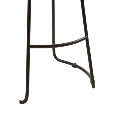 Lyon Oak Wood & Black Metal Bar Stool