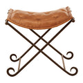 Buffalo Brown Leather & Iron Folding Stool