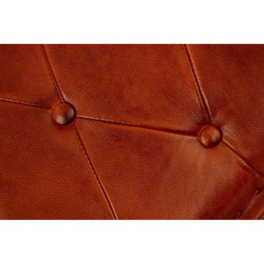 Buffalo Tan Leather & Iron Folding Stool