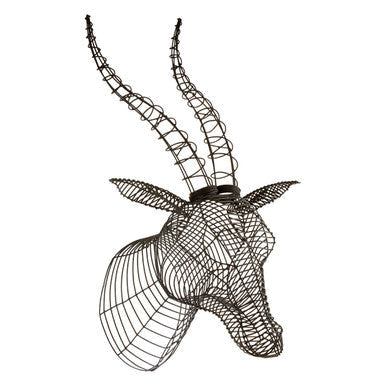Zania Black Wire Antelope Head Sculpture