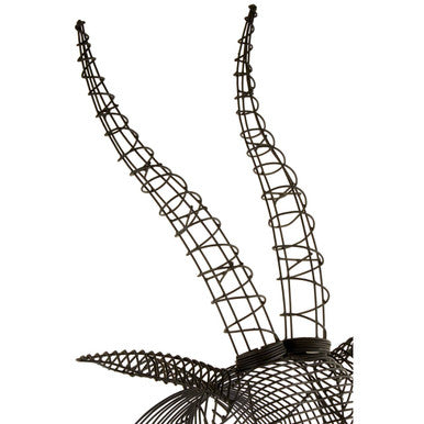 Zania Black Wire Antelope Head Sculpture
