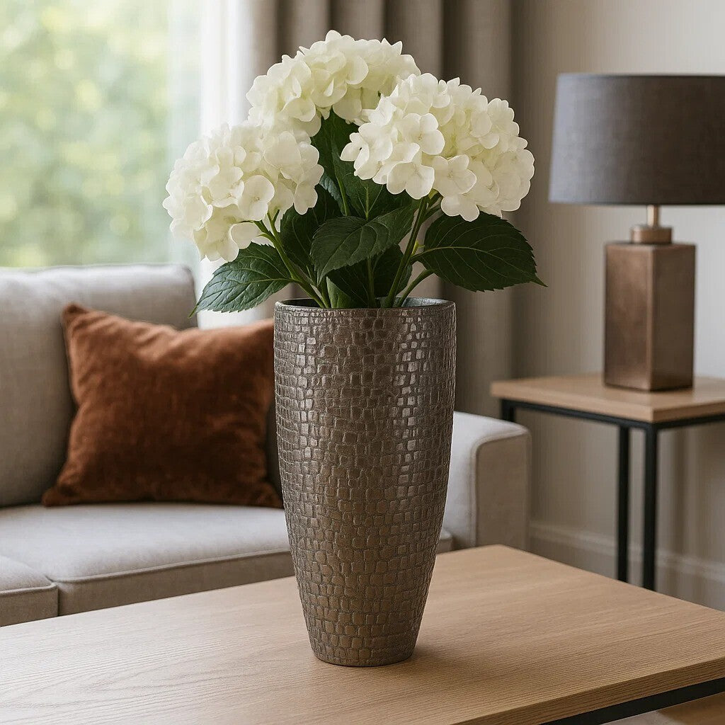 Arya Pewter Large Chrome Contemporary Vase