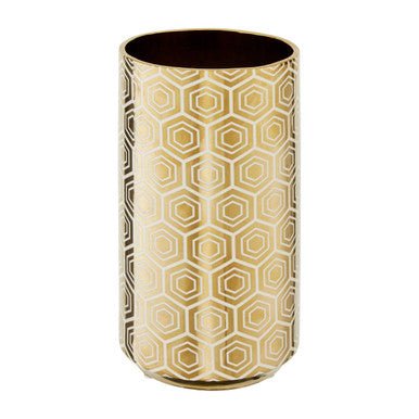 Hexa Large Gold & Cream Ceramic Vase