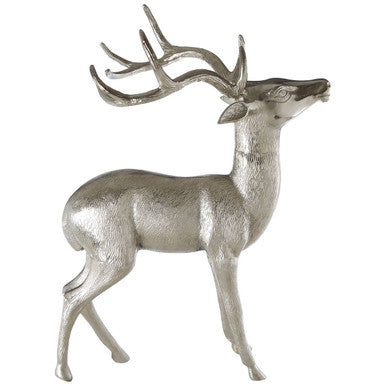 Large Nickel Floor Standing Stag Decoration
