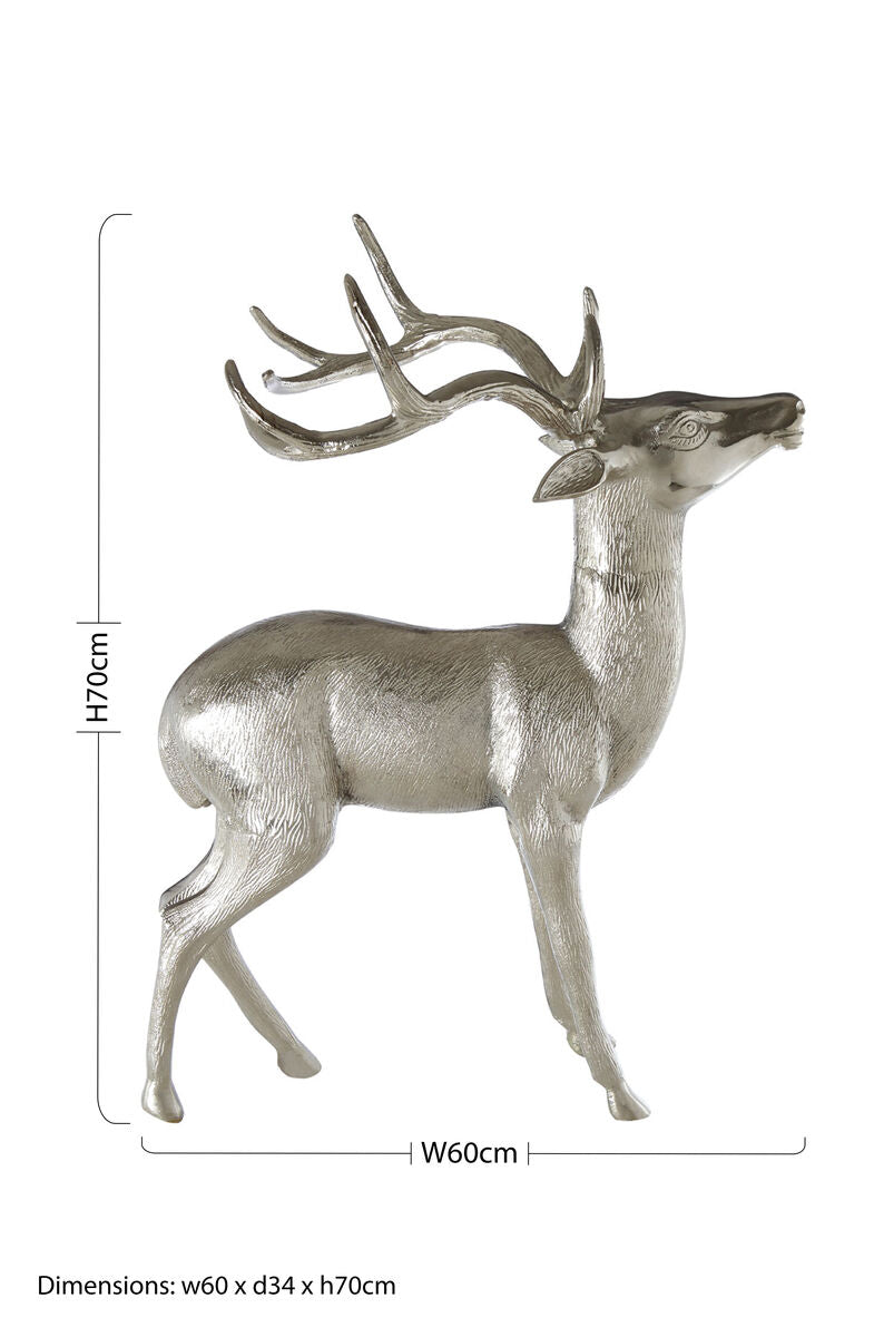 Large Nickel Floor Standing Stag Decoration