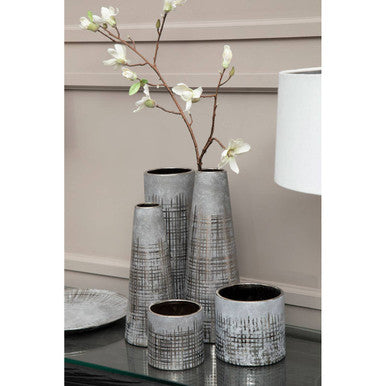 Embra Large Flower Ceramic Grey Contemporary Vase
