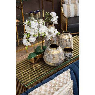 Orvena Medium Grey & Gold Ceramic Vase
