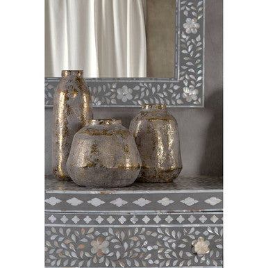 Orvena Medium Grey & Gold Ceramic Vase
