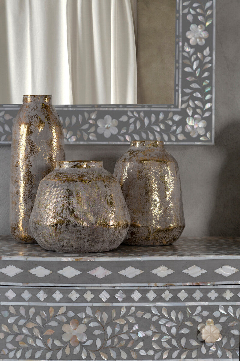 Orvena Small Grey & Gold Ceramic Vase