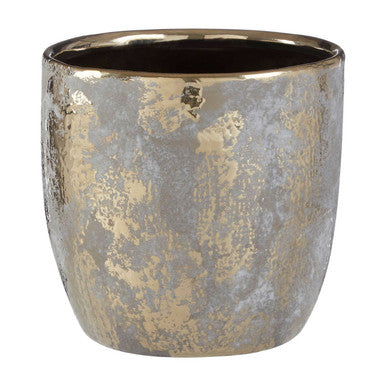 Orvena Large Grey & Gold Ceramic Planter