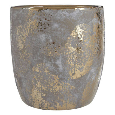 Orvena Large Grey & Gold Ceramic Planter