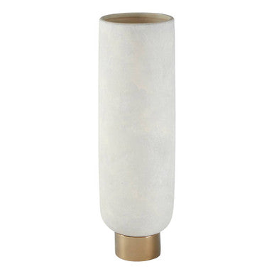 Callie White & Gold Large Pedestal Vase
