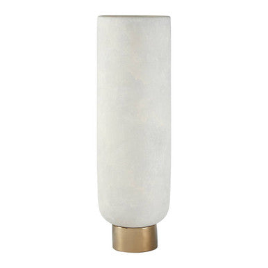 Callie White & Gold Large Pedestal Vase
