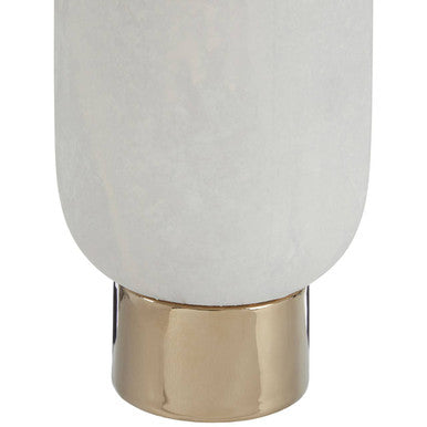 Callie White & Gold Large Pedestal Vase