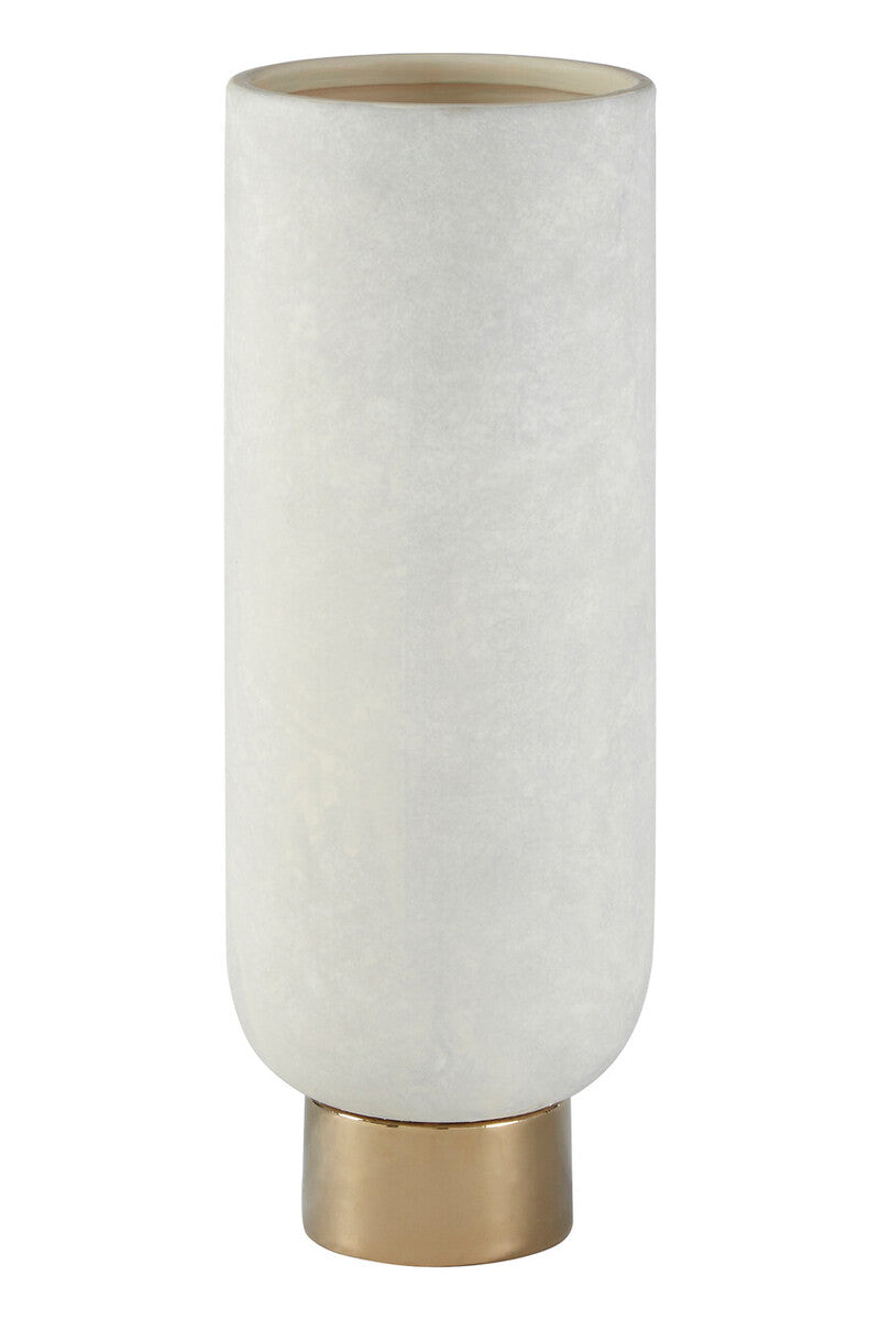 Callie White & Gold Small Pedestal Vase