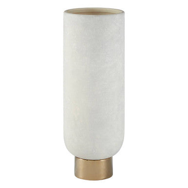 Callie White & Gold Small Pedestal Vase