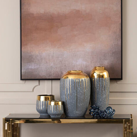 Cyrus Grey & Gold Small Vase