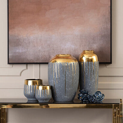 Cyrus Grey & Gold Large Vase