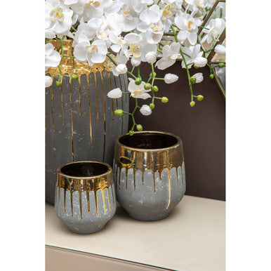 Cyrus Small Ceramic Grey Contemporary Planter