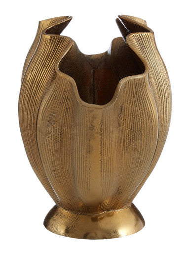 Estrella Small Gold Fluted Vase