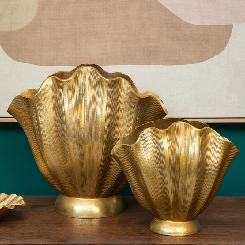 Estrella Large Gold Fluted Vase