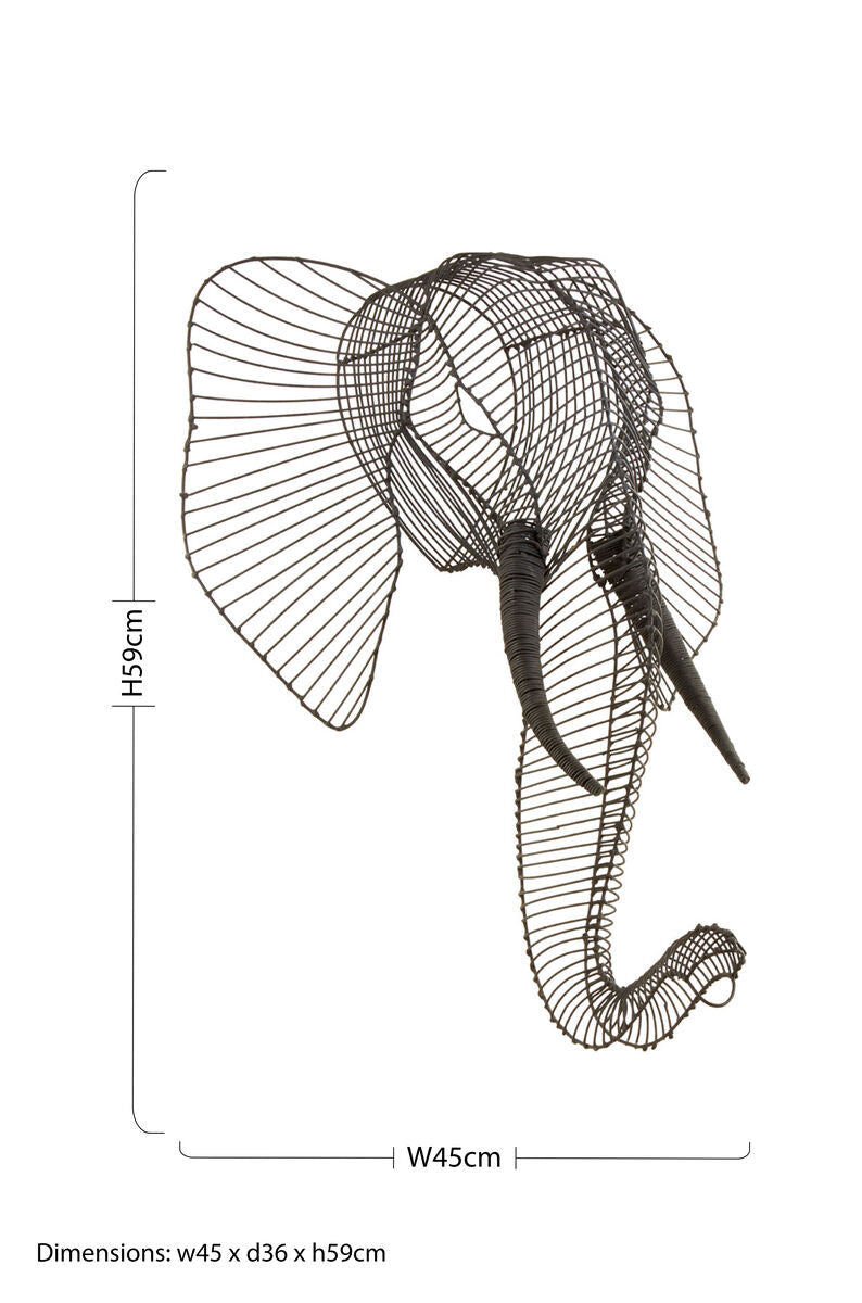 Zania Elephant Head Steel Black Contemporary Sculpture