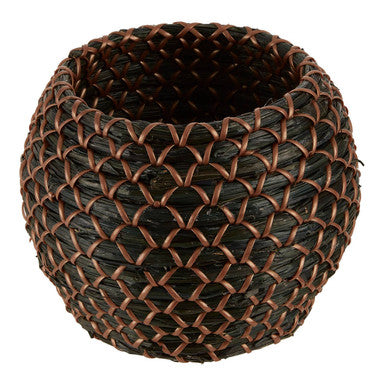 Bora Seagrass Basket Black Contemporary Plant Pot