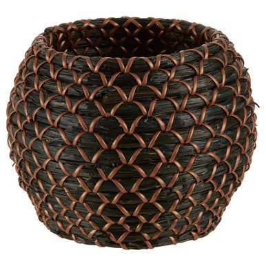 Bora Seagrass Basket Black Contemporary Plant Pot