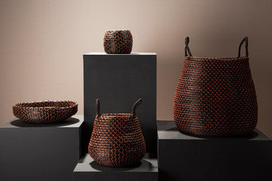 Bora Seagrass Basket Black Contemporary Plant Pot
