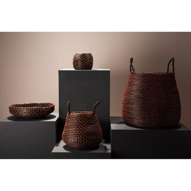 Bora Seagrass Basket Black Contemporary Plant Pot