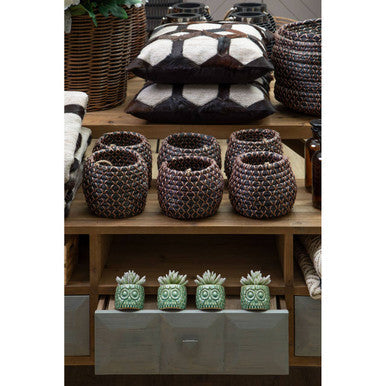 Bora Seagrass Basket Black Contemporary Plant Pot