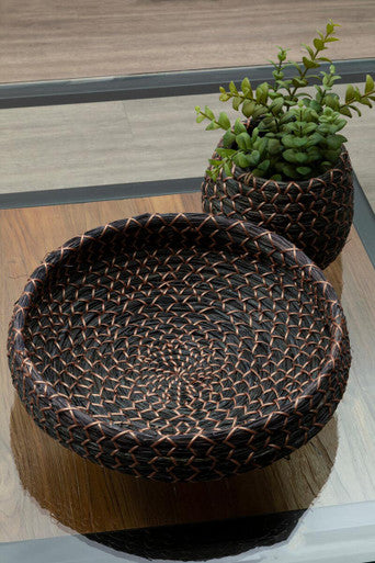 Bora Seagrass Basket Black Contemporary Plant Pot