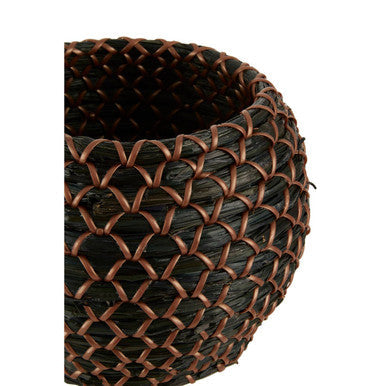 Bora Seagrass Basket Black Contemporary Plant Pot
