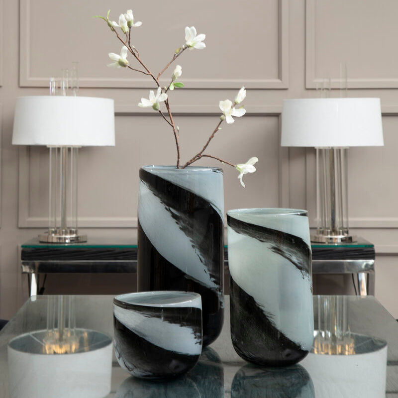 Carra Large Grey & Black Brushstroke Vase