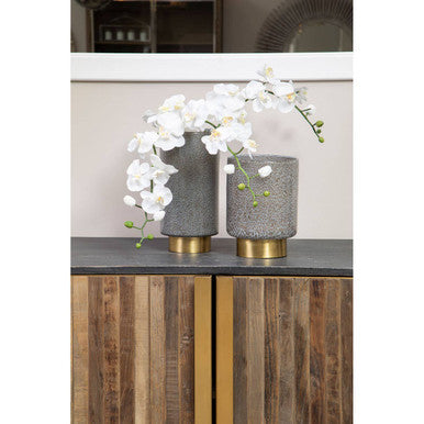 Cleo Large Grey & Gold Vase