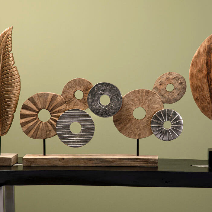 Element 7 Disc Wooden Mango Wood Natural Sculpture